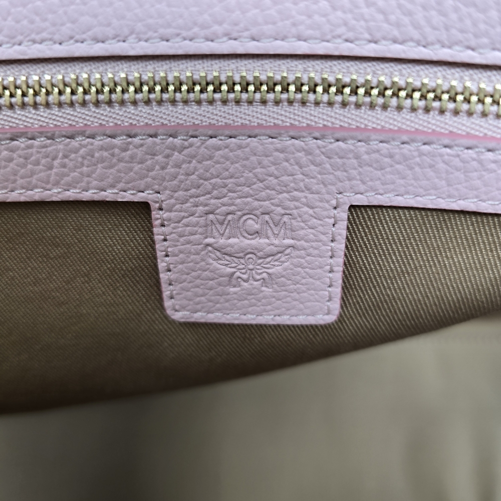 MCM Powder Pink Canvas Leather Visetos PORTUNA Shopper Purse Tote - Picture 7 of 8